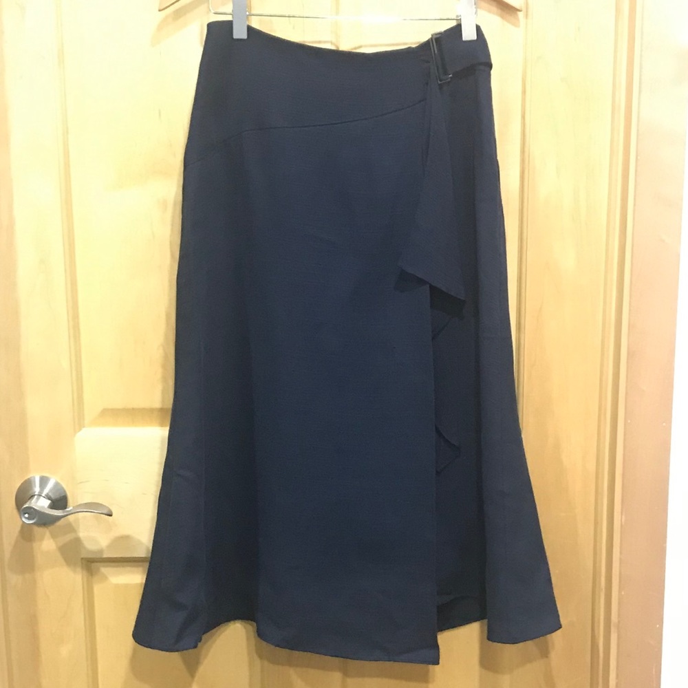 CUE City wrap blue skirt buckle waist size 8